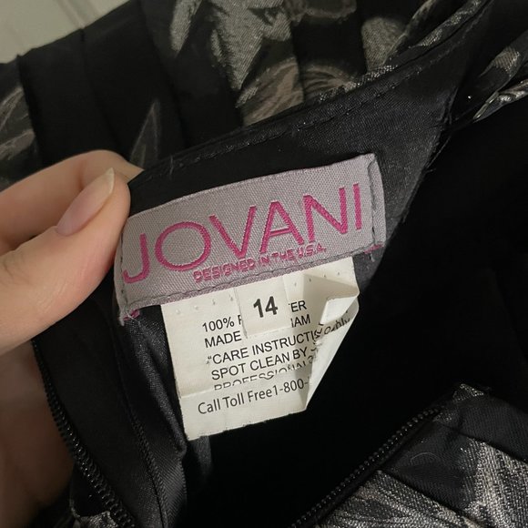 Jovani Black & Silver Floral Print Gown - US 14 - Picture 11 of 14